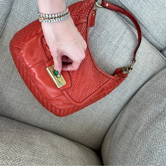 Coach Kristin orange vintage Woven Leather Shoulder Bag - Picture 4 of 9